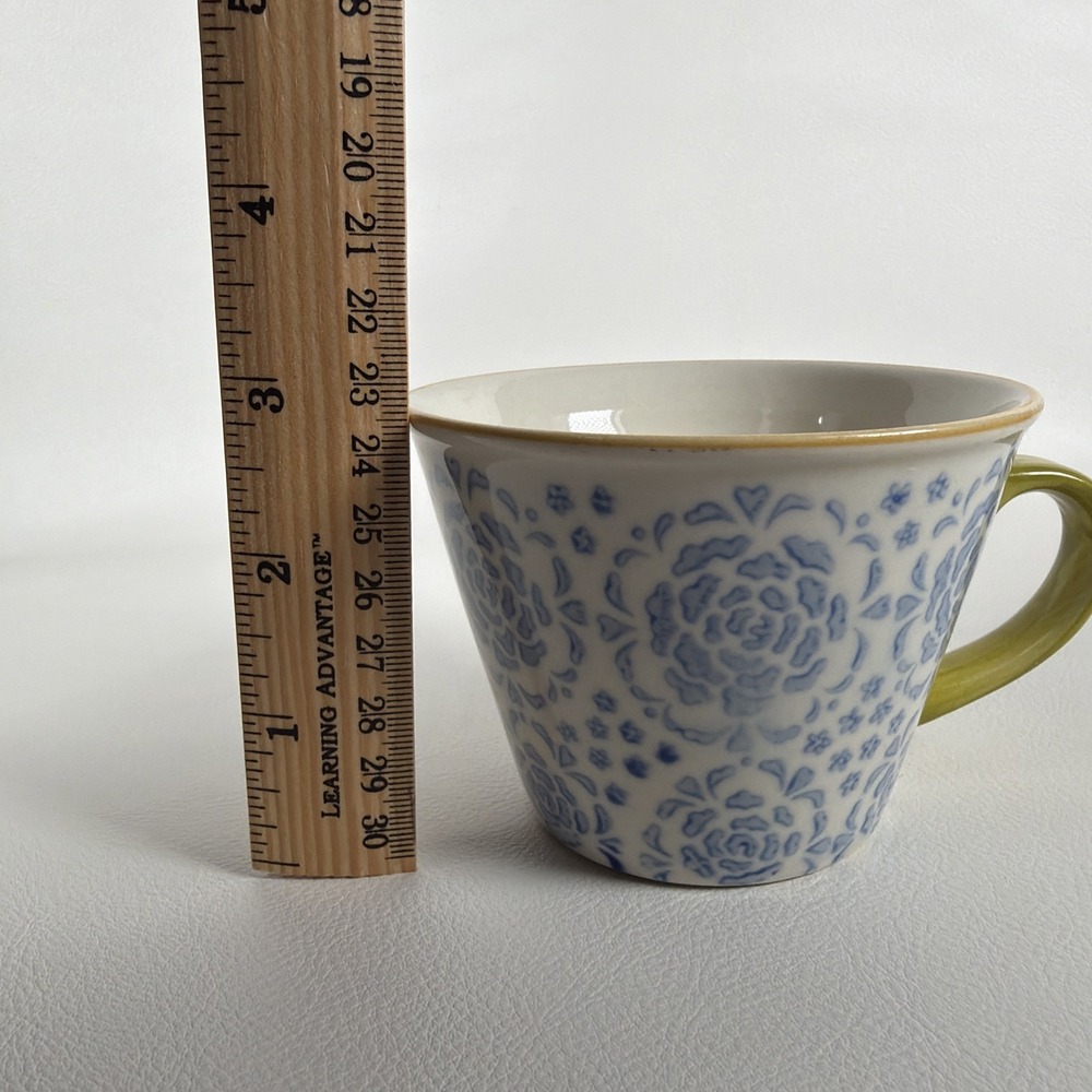 Pier 1 Imports Hand Painted Stoneware 1 Cup 8 Oz Measuring Cup Blue Floral - Picture 9 of 11